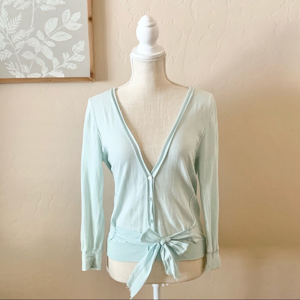 J.Crew Light Blue Tie Front Cardigan Sweater